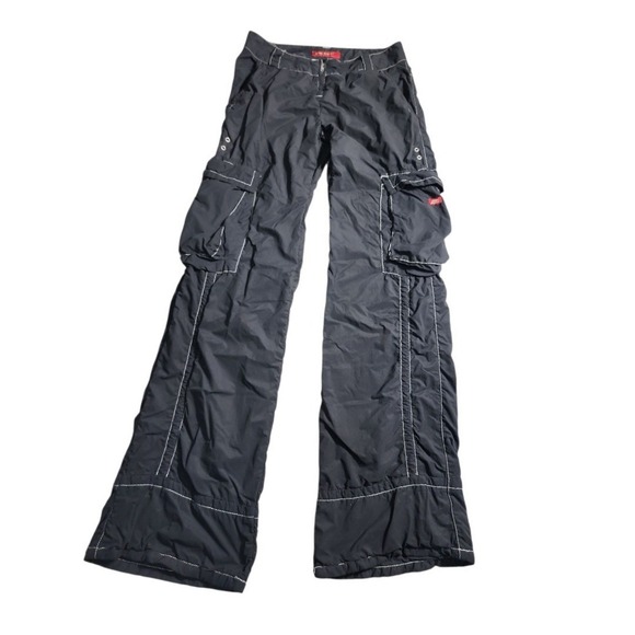 Vintage 90s Miss Sixty Nylon Baggy Cargo Pants Low-Rise Size 27 Y2K